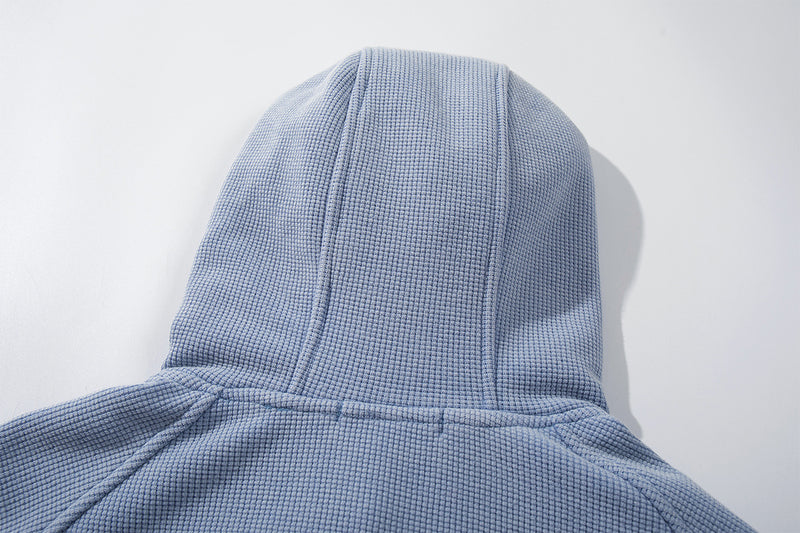 Hooded-Bomberjacke aus Waffelstrick mit Washed-Finish und Metallverschlüssen