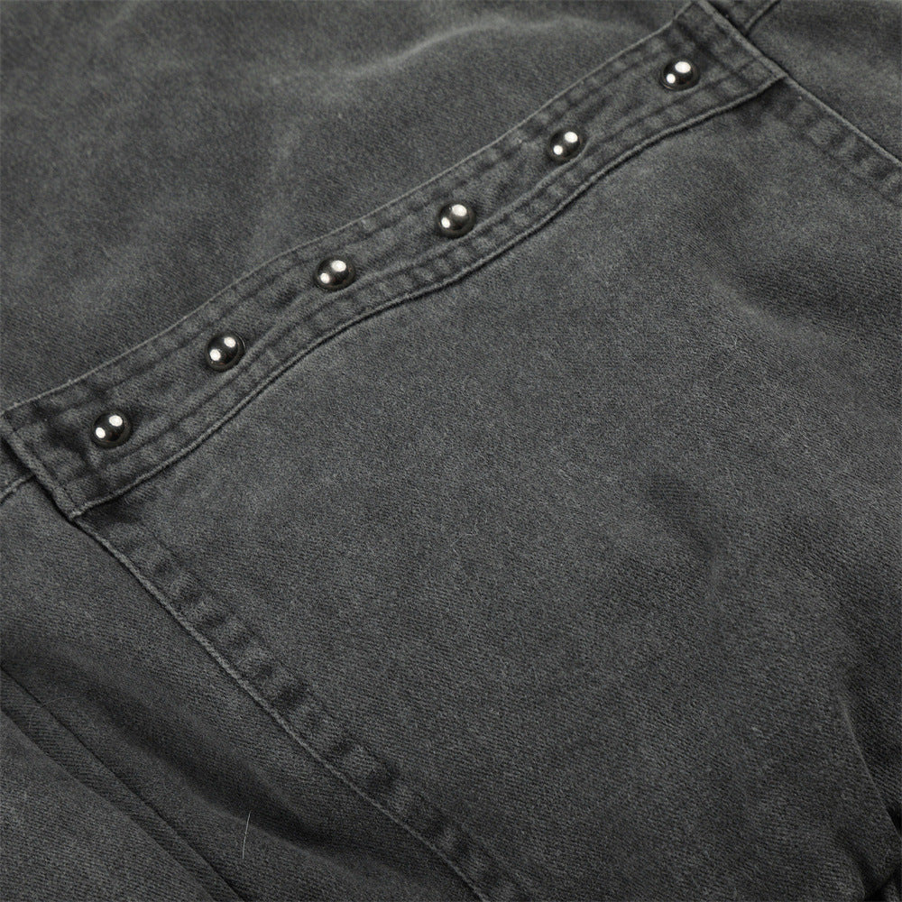 Men's Faux Fur-Lined Bomber Jacket – Studded Workwear Cotton Padded Coat