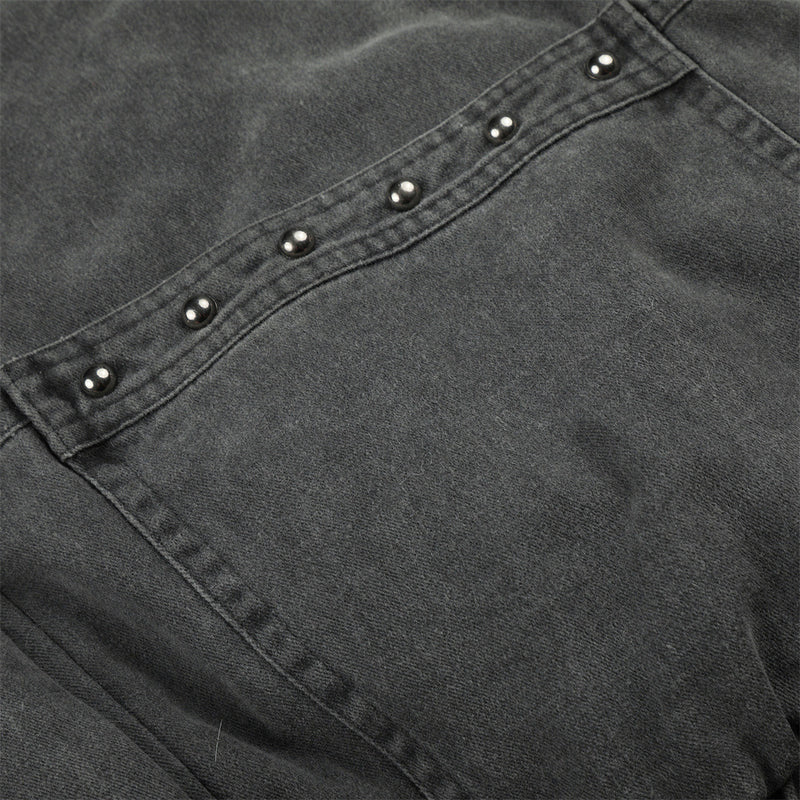 Men's Faux Fur-Lined Bomber Jacket – Studded Workwear Cotton Padded Coat