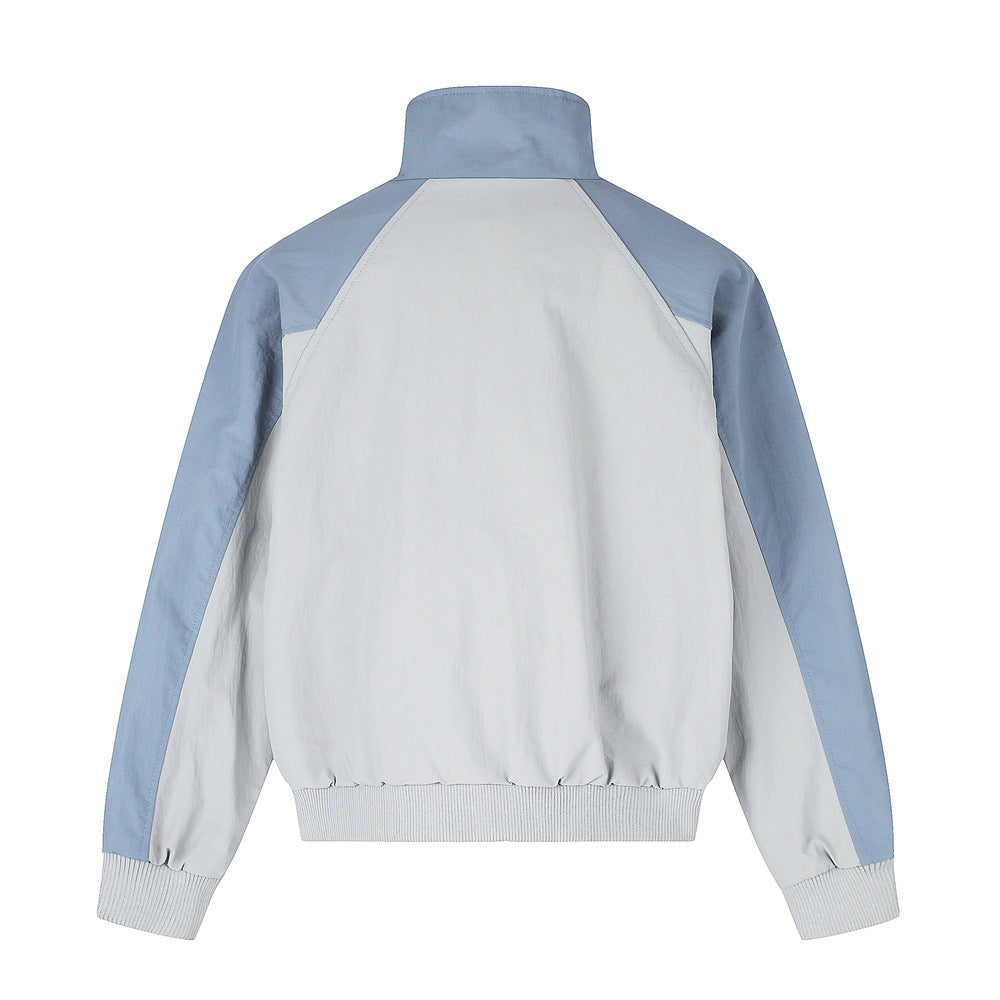 Veste de survêtement homme color block et pantalon assorti à jambes larges – col cheminée à trois rayures