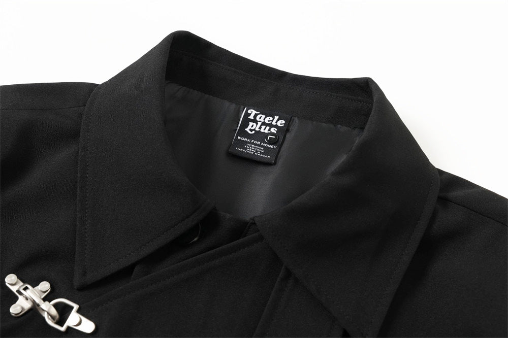 Men's Short Asymmetric Jacket with Airplane Clasp & Diagonal Placket
