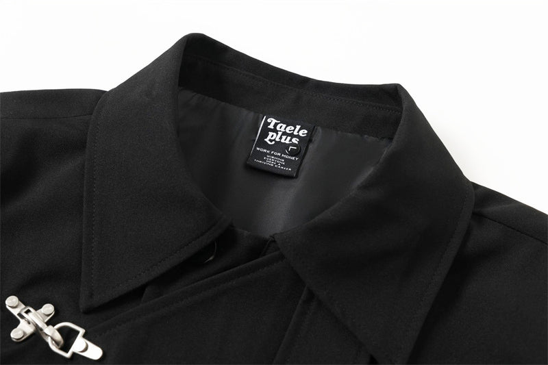 Men's Short Asymmetric Jacket with Airplane Clasp & Diagonal Placket