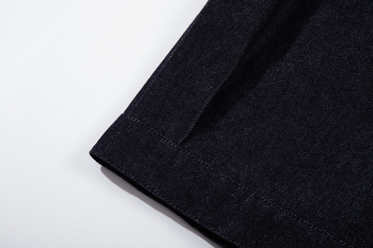 Conjunto de Cazadora Vaquera de Denim Índigo Sin Tratar y Vaqueros de Pierna Ancha con Cierres Metálicos