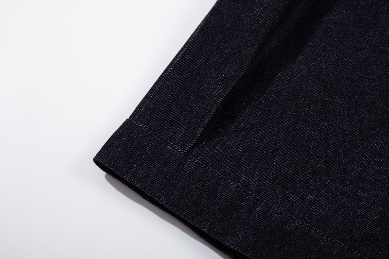Conjunto de Cazadora Vaquera de Denim Índigo Sin Tratar y Vaqueros de Pierna Ancha con Cierres Metálicos
