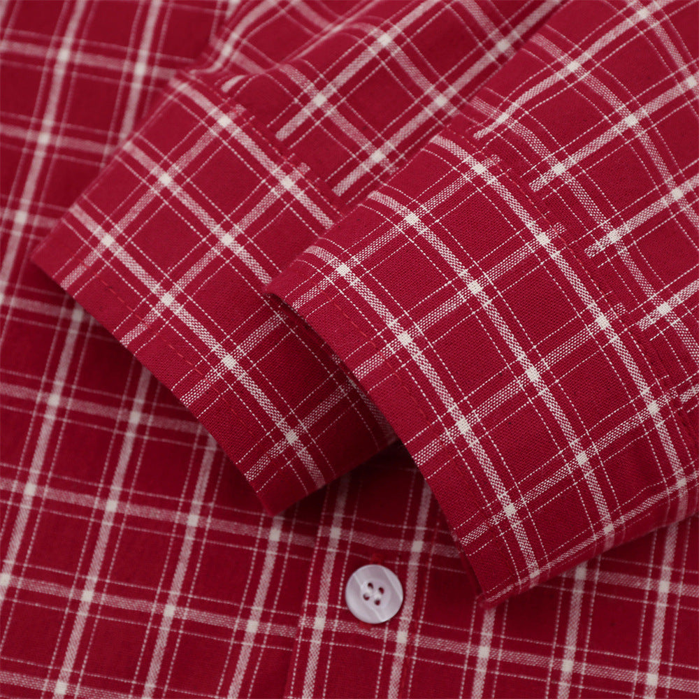 Plaid Long Sleeve Shirt – Savage Base Script Embroidery, Relaxed Fit