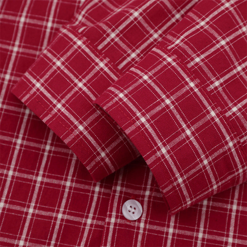 Plaid Long Sleeve Shirt – Savage Base Script Embroidery, Relaxed Fit