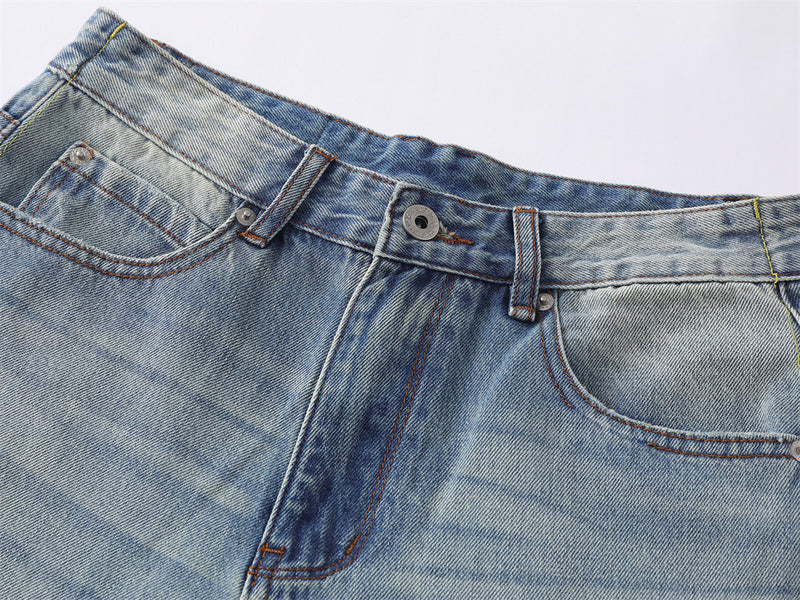 Wide-Leg Baggy Jeans Men – Light Blue Vintage Washed Straight Fit