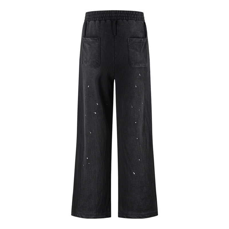 Paint Splatter Wide-Leg Sweatpants – Acid Wash Relaxed Fit Streetwear Pants