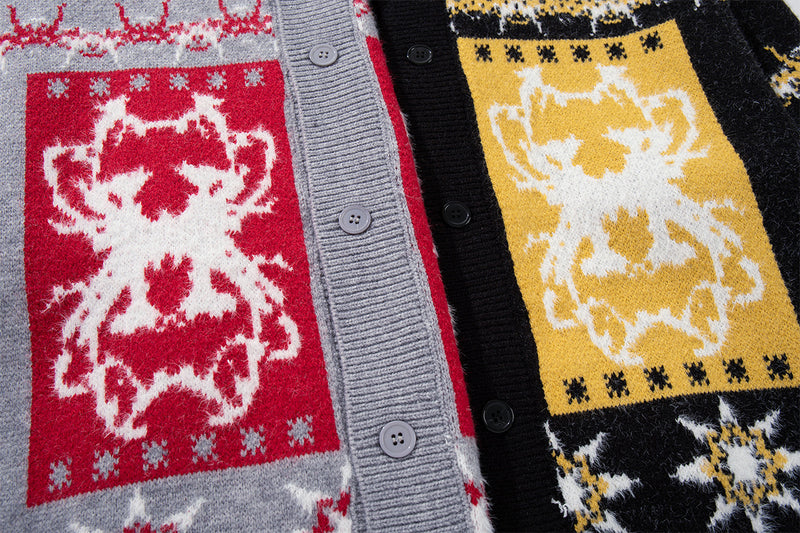 Fair Isle Jacquard Knit Cardigan Sweater – Vintage Christmas Pattern