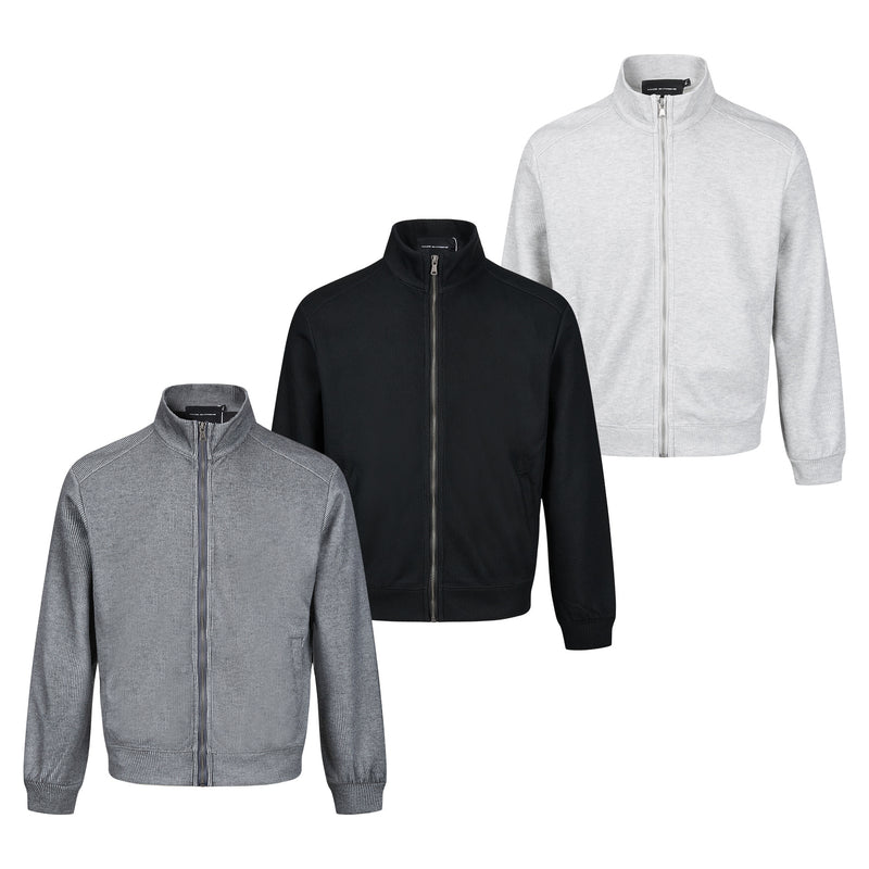 Veste homme côtelée zippée à col montant – Style sportswear vintage délavé