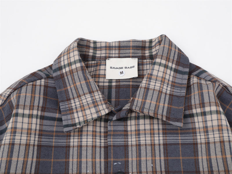 Plaid Faux Two-Piece Long Sleeve Shirt – Punk Letter Print, Relaxed Fit