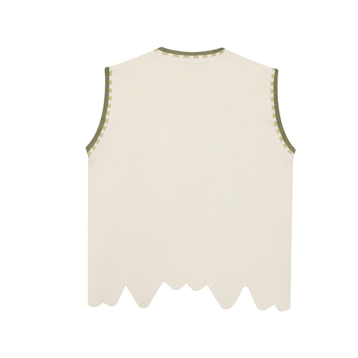 V-Neck Knit Sweater Vest with Sheep Jacquard Graphic — Retro College Style