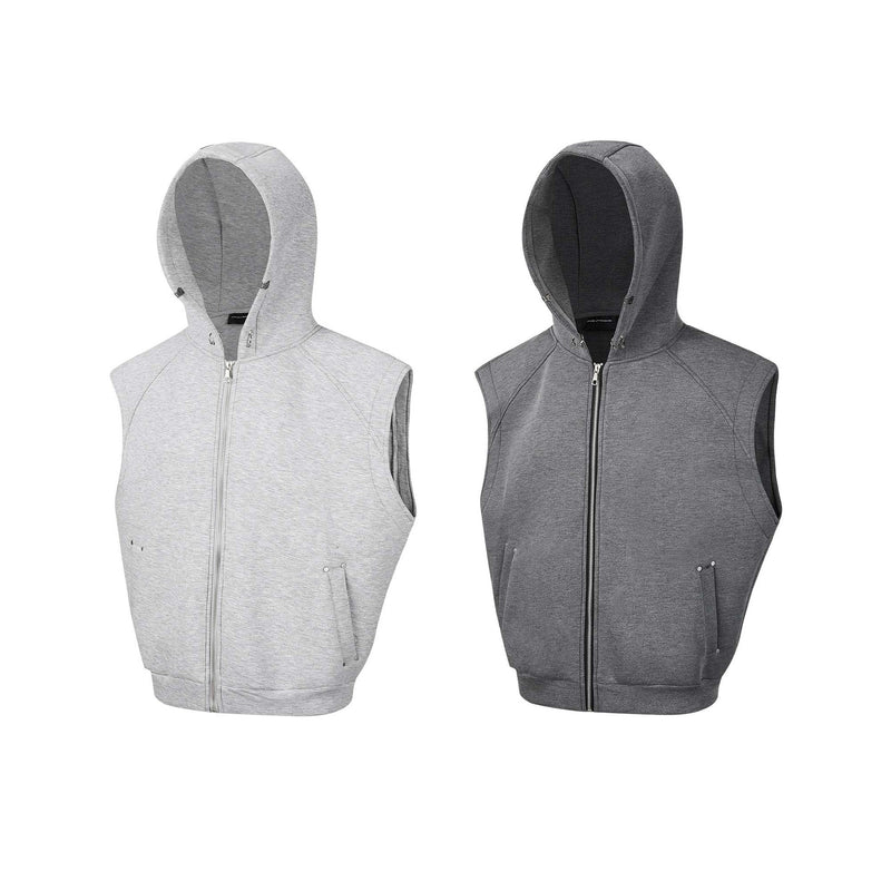 Gilet sweat à capuche sans manches zippé avec détails rivetés