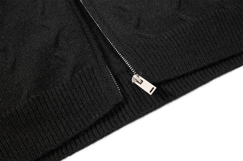 Men's Cable Knit Full-Zip Turtleneck Sweater Jacket