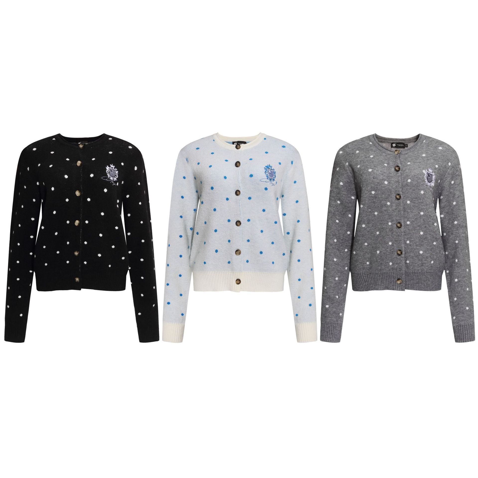 Polka Dot Knit Cardigan Sweater – Cropped Button-Up Vintage Style