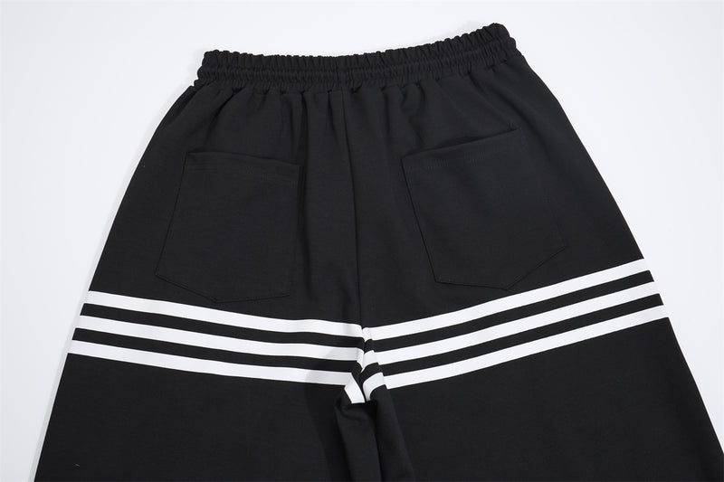 Wide Leg Sweatpants with Stripe & Mellifluous Graphic Print
