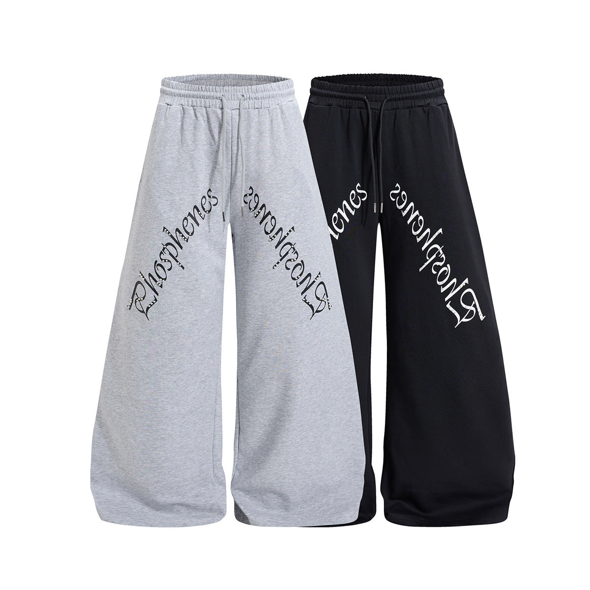 Pantalon de survêtement à jambes larges avec imprimé gothique – Pantalon molletonné baggy hip-hop