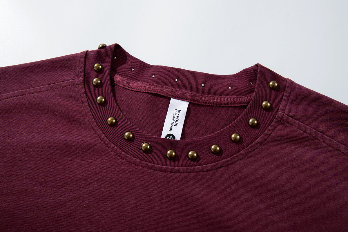 T-shirt manches longues effet superposé Flame 17 – Bas délavé, clous