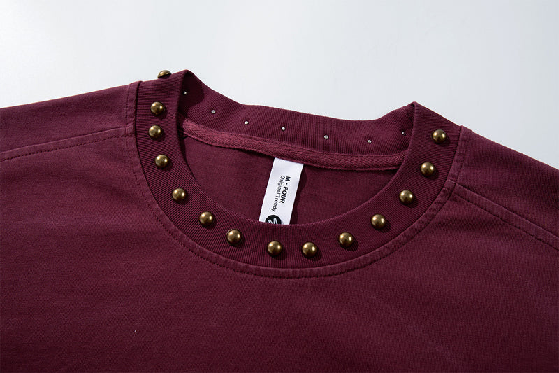 T-shirt manches longues effet superposé Flame 17 – Bas délavé, clous