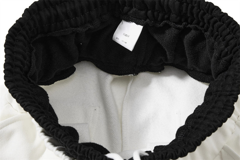 Wide-Leg Sweatpants with Contrast Double Waistband, Distressed Detail & Graphic
