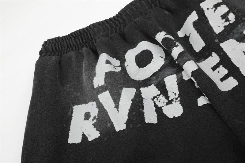 Wide-Leg Sweatpants with Acid Wash Finish and Letter Print