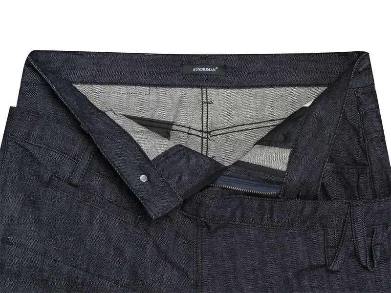 Jeans à double ceinture et jambes larges – Denim droit et ample pour homme avec empiècement diagonal