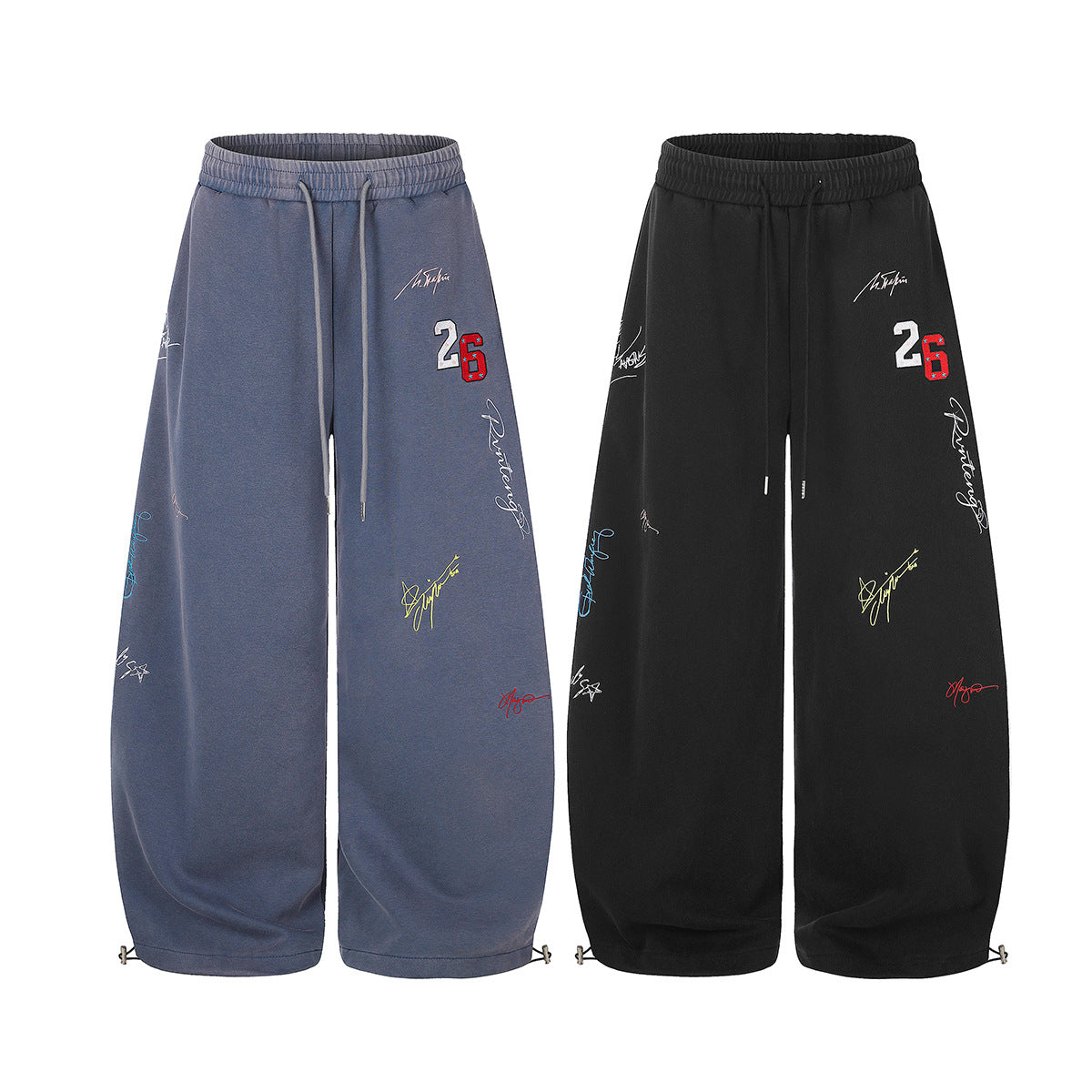 Pantalon de survêtement à jambes larges avec broderies graffiti signature et numéro 26