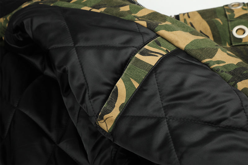 Camo Padded Bomber Jacket – Hooded MA-1 Flight Jacket with Grommet Detail