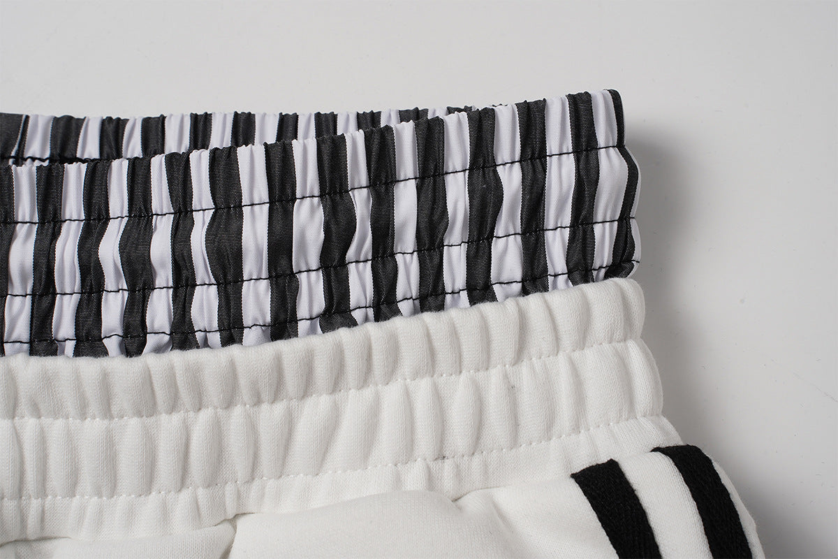 Wide-Leg Sweatpants with Barcode Cross Print & Double Waistband