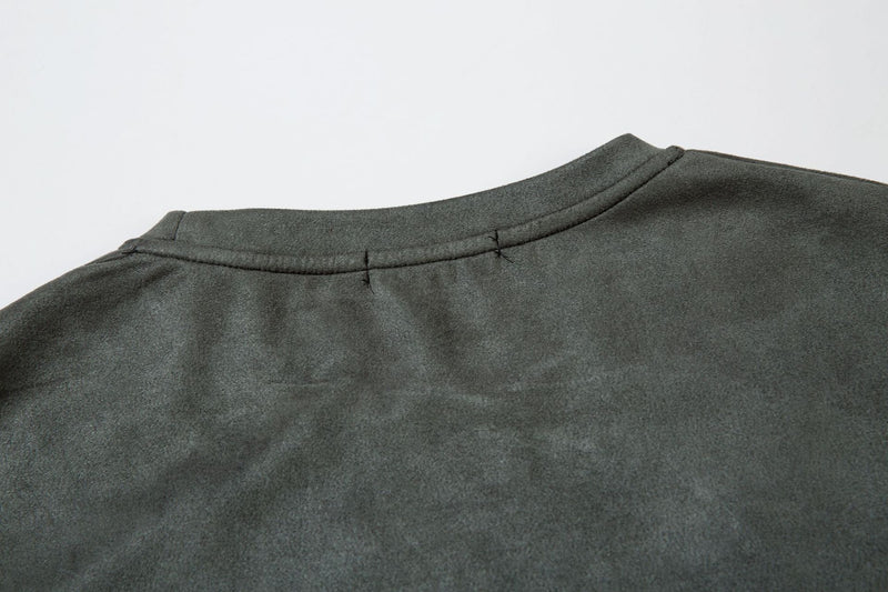 Men's Oversized Suede-Finish Thorn Embroidery Short Sleeve T-Shirt