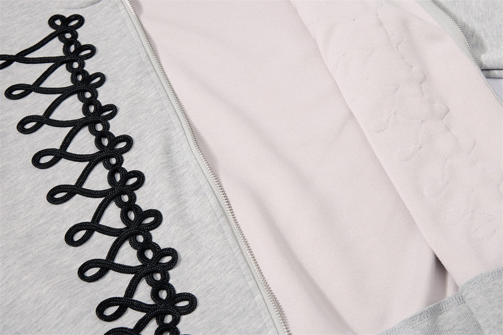 Oversized Zip-Up Hoodie Men – Rope Lace Detail Wide-Leg Sweatpants Set