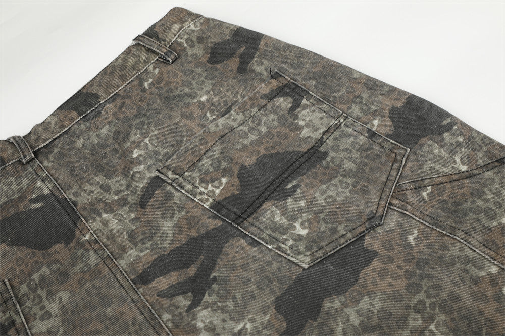 Camo-Cargohose – Wide Leg mit kontrastierendem Panel, Streetwear-Hose