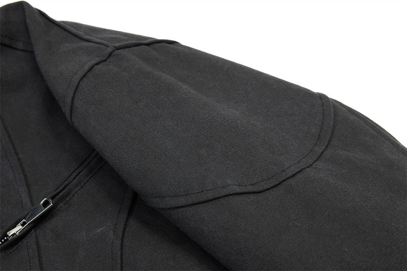 Men's Stand Collar Bomber Jacket with Sculptural Seam Detail