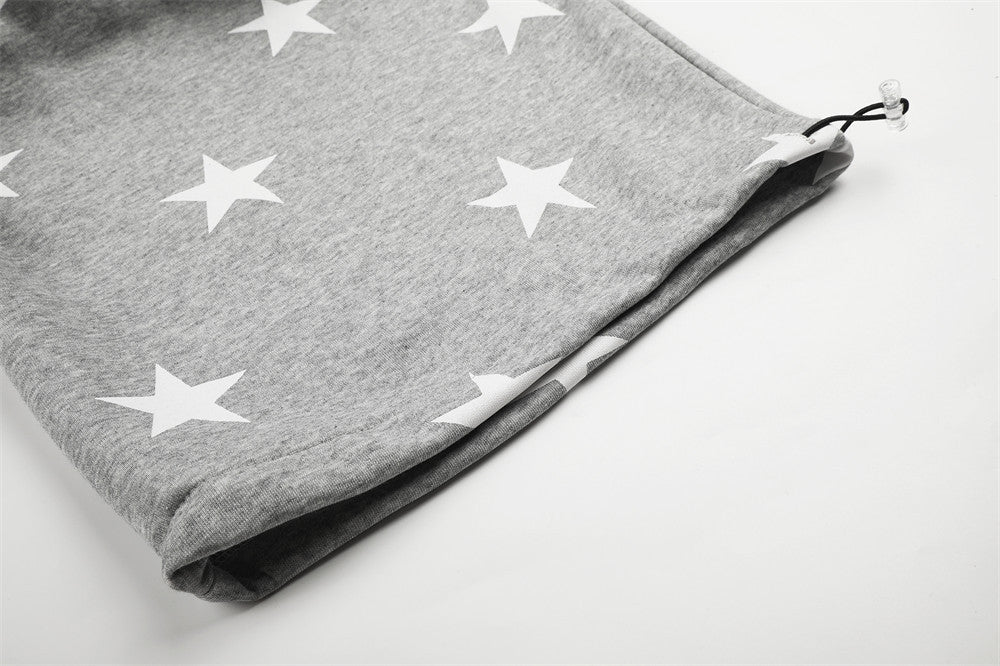 Star Print Wide-Leg Sweatpants – Oversized Pleated Streetwear Joggers