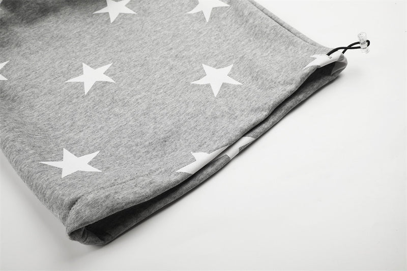 Star Print Wide-Leg Sweatpants – Oversized Pleated Streetwear Joggers