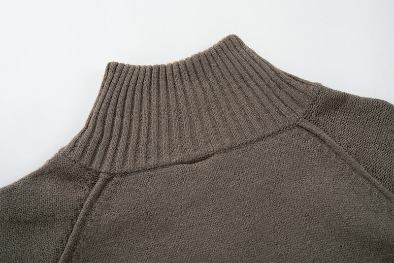 Veste pull en maille à col montant et zip intégral avec bas côtelé