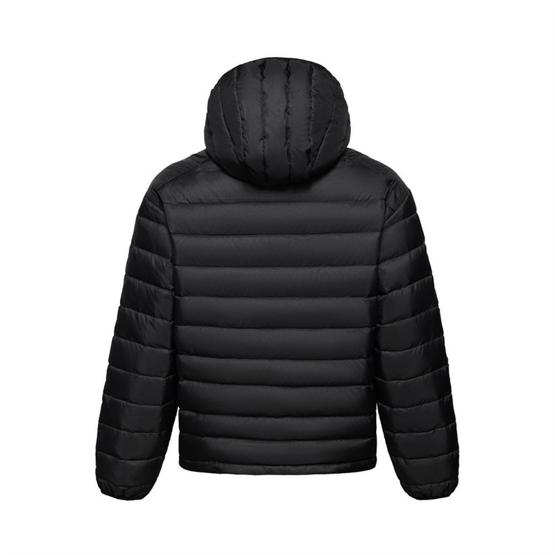 Men's Hooded Puffer Down Jacket – Dual Zip, Solid Color Winter Coat