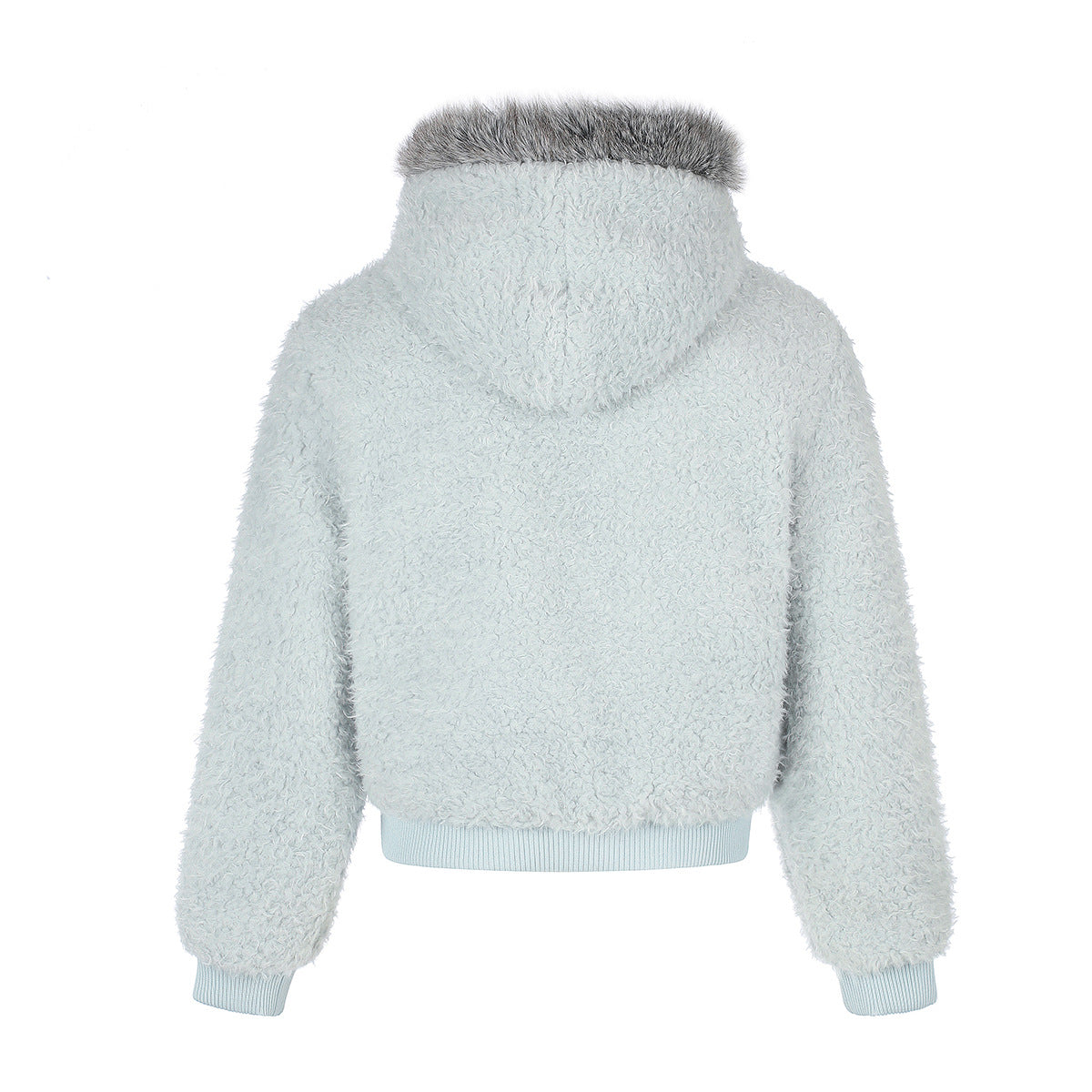 Veste bomber sherpa à capuche moelleuse avec bordure en fausse fourrure