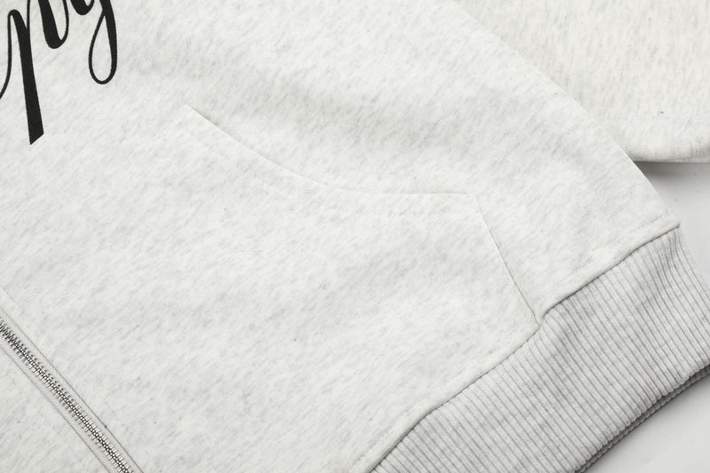 Sweat à capuche zippé à motif chat avec bordure en fausse fourrure