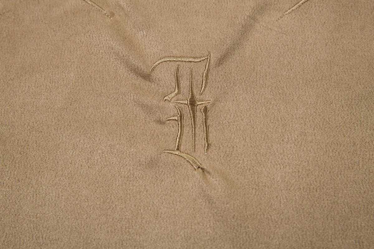 Men's Oversized Suede-Finish Thorn Embroidery Short Sleeve T-Shirt