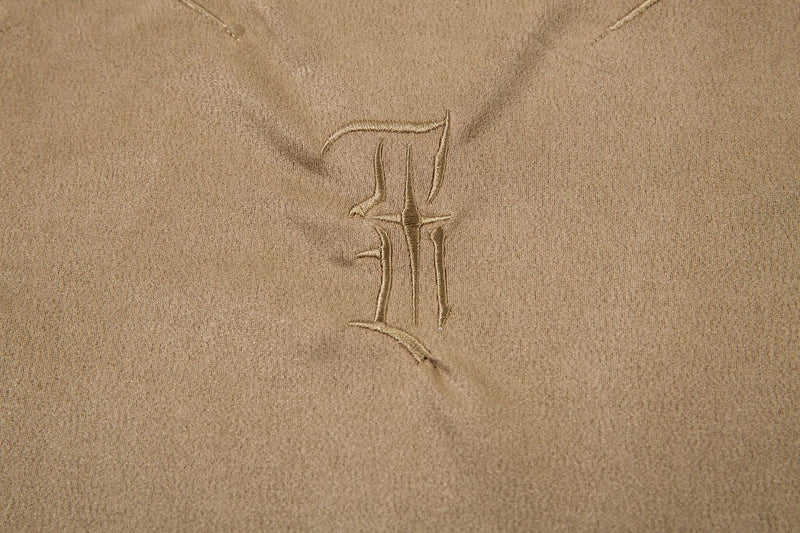 Men's Oversized Suede-Finish Thorn Embroidery Short Sleeve T-Shirt