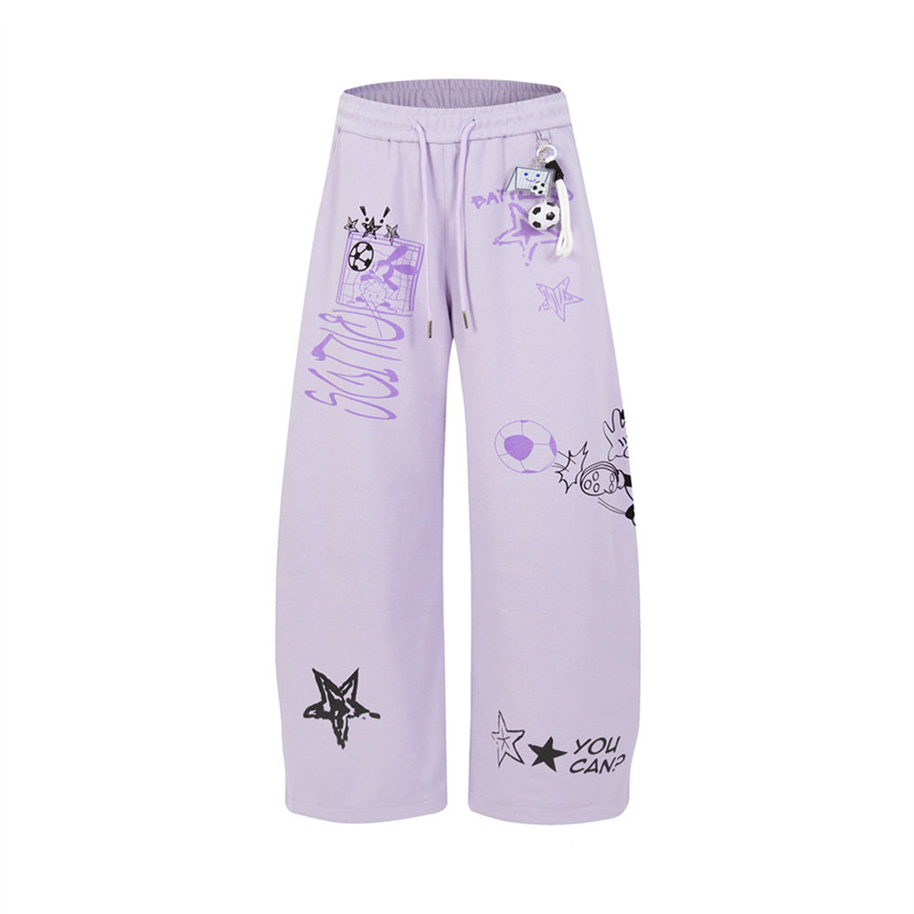 Mickey Mouse Graphic Wide-Leg Sweatpants with Football Charm