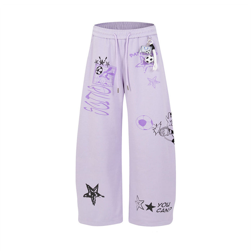 Mickey Mouse Graphic Wide-Leg Sweatpants with Football Charm