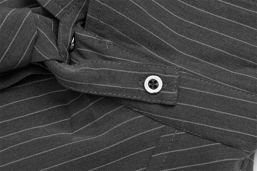 Oversized Pinstripe Long-Sleeve Shirt with Detachable Tie – Relaxed Fit