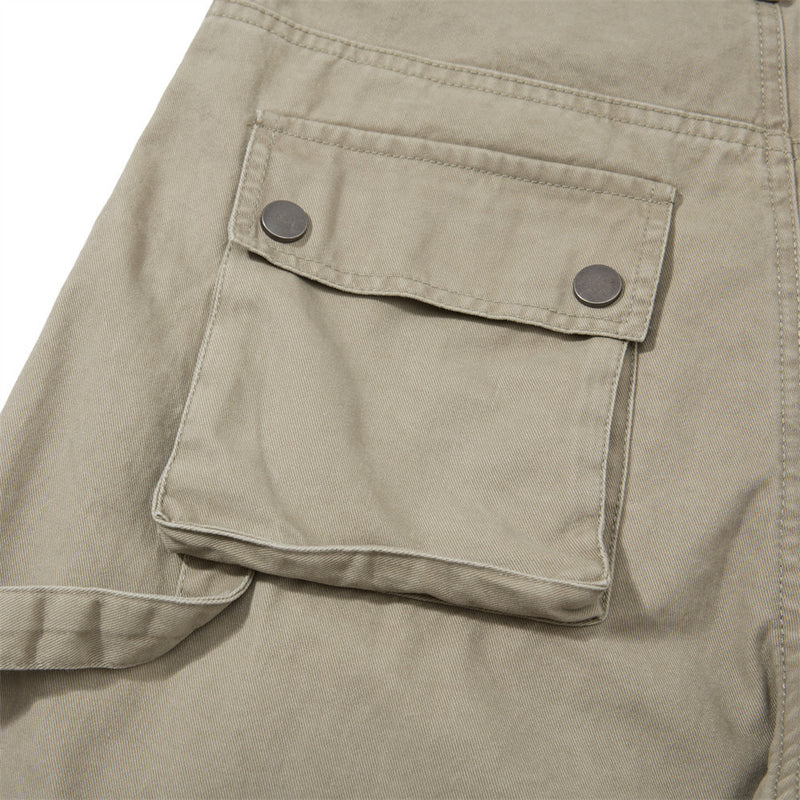 Men's Wide-Leg Cargo Pants – Loose Fit Multi-Pocket Arc-Hem Streetwear Trousers