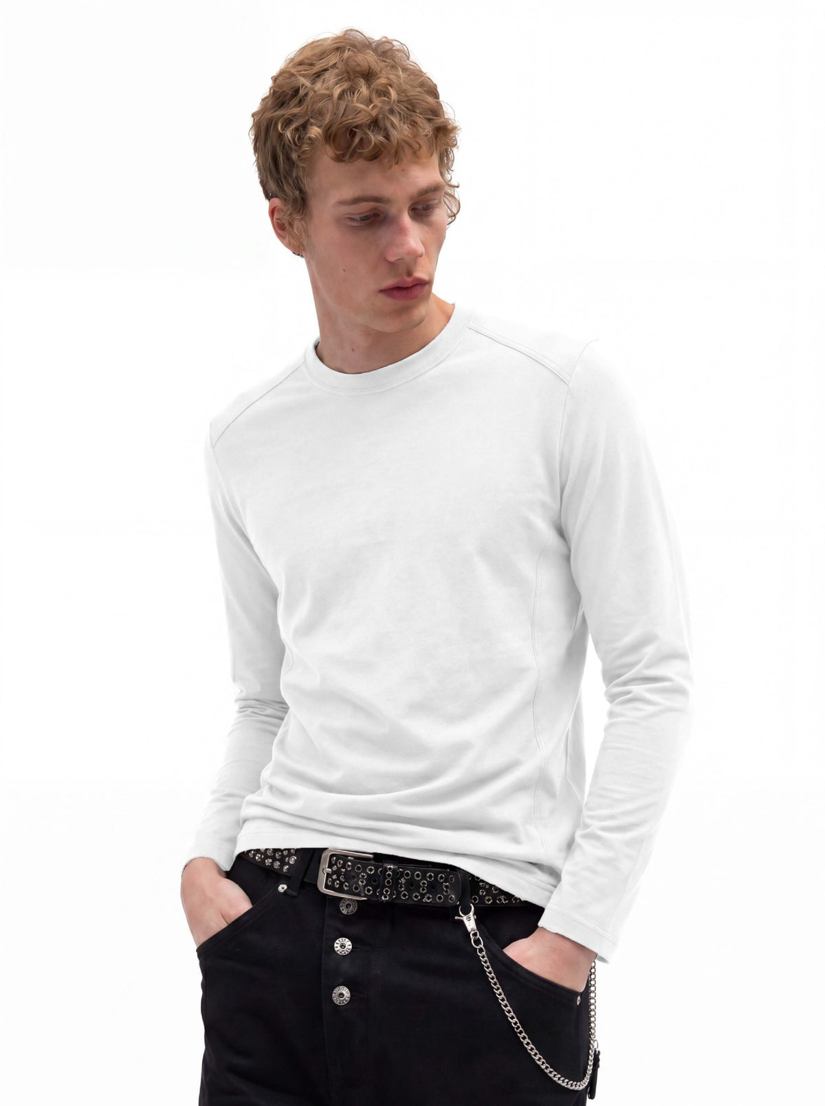 Men's Long Sleeve Crew Neck T-Shirt – Slim Fit Raglan Shoulder Tee
