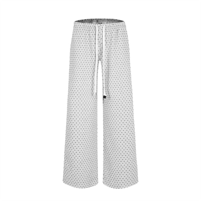 Polka Dot Wide-Leg Pants – Women's Relaxed Fit Drawstring Casual Trousers