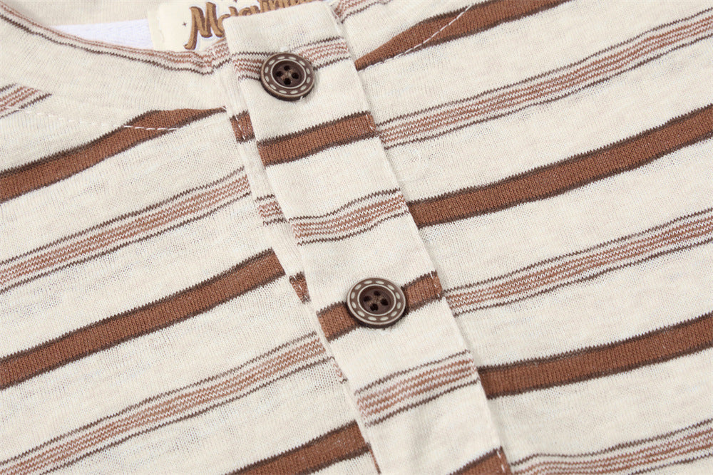 Men's Striped Long Sleeve Henley T-Shirt – Relaxed Fit