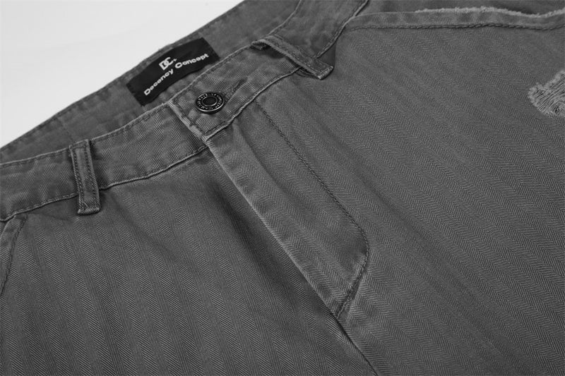 Jean large homme – Gris délavé vintage, coupe droite et déchirée