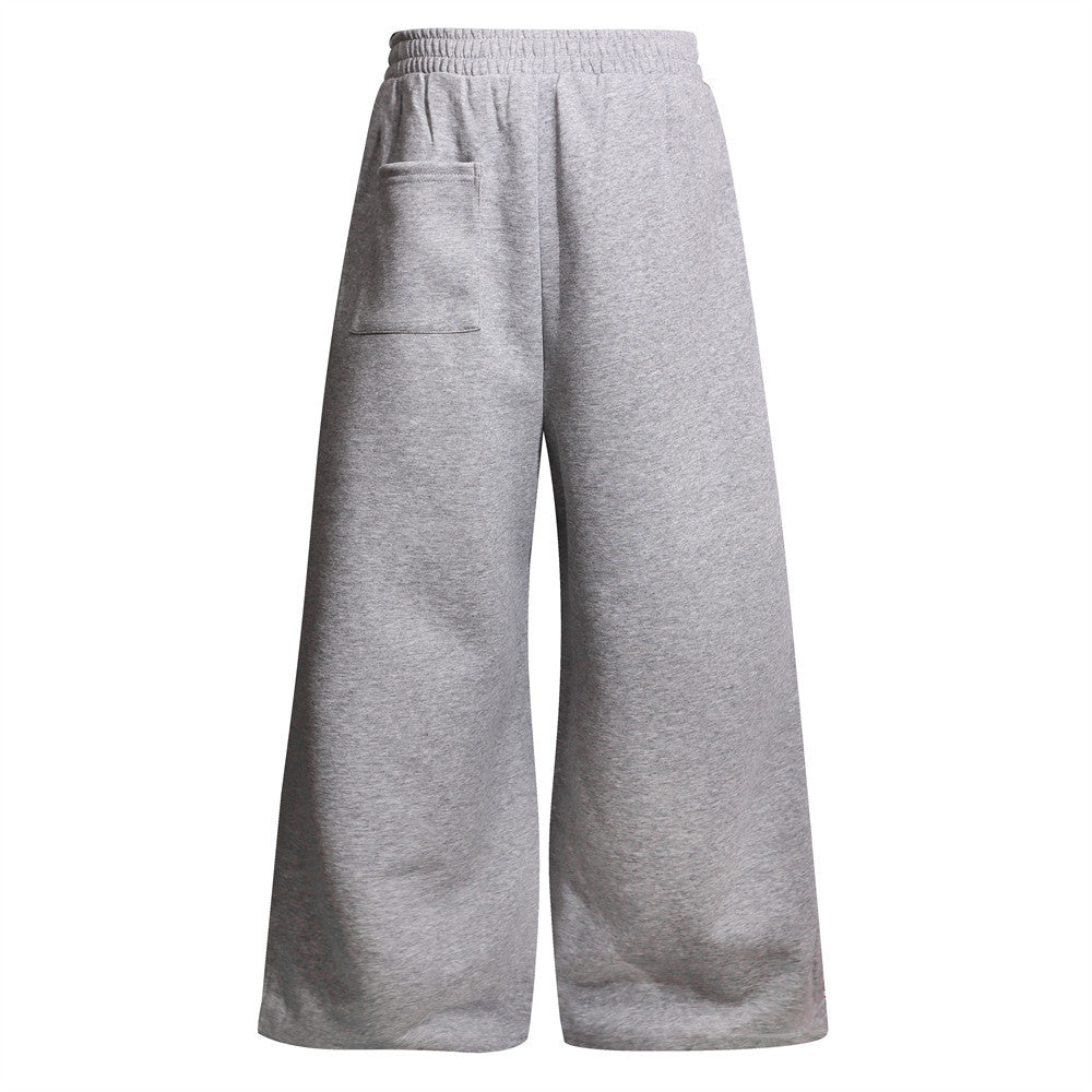 Men's Wide-Leg Sweatpants with Star, Stripe & Heraldic Crest Print